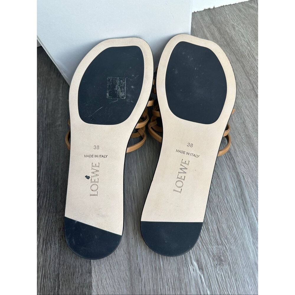 LOEWE Petal Anagram leather slides in Tan EU 38/ US 8 $890 - Picture 13 of 14